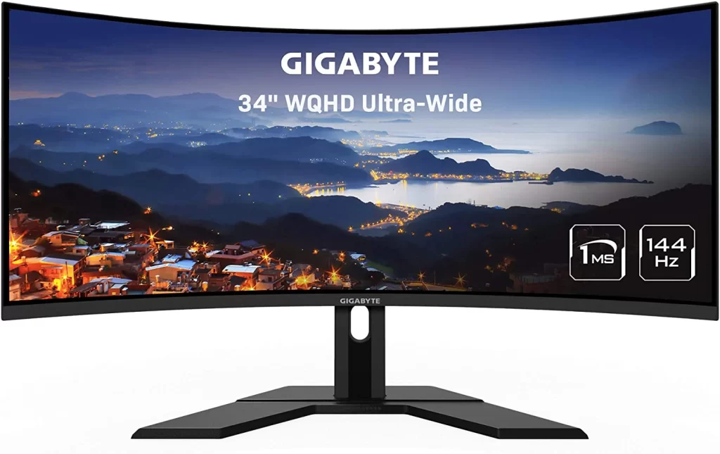 3. Gigabyte G34WQC 34": 144Hz Ultra-Wide Curved Gaming Monitor